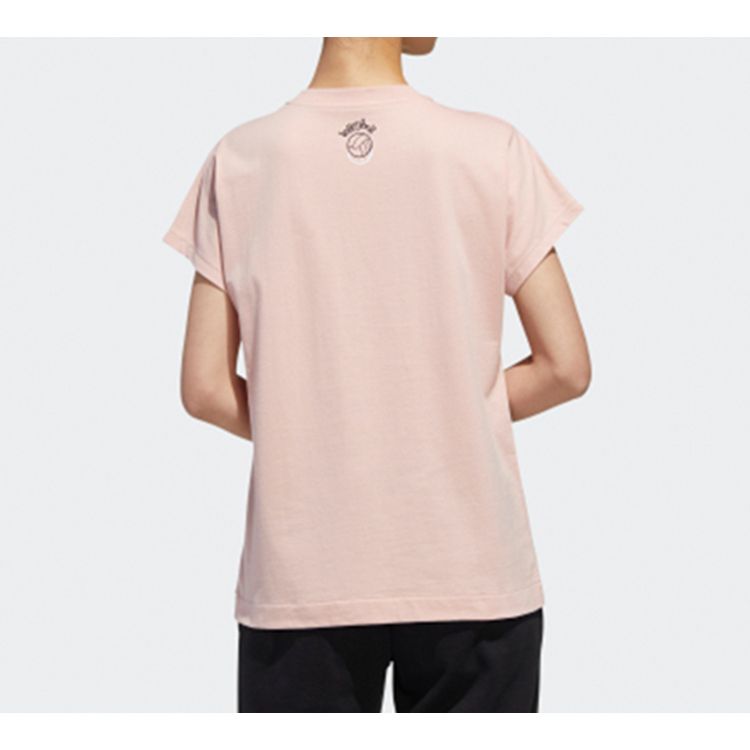 Adidas Neo Panda Print Loose T-Shirt Women Tops Pink GK1562