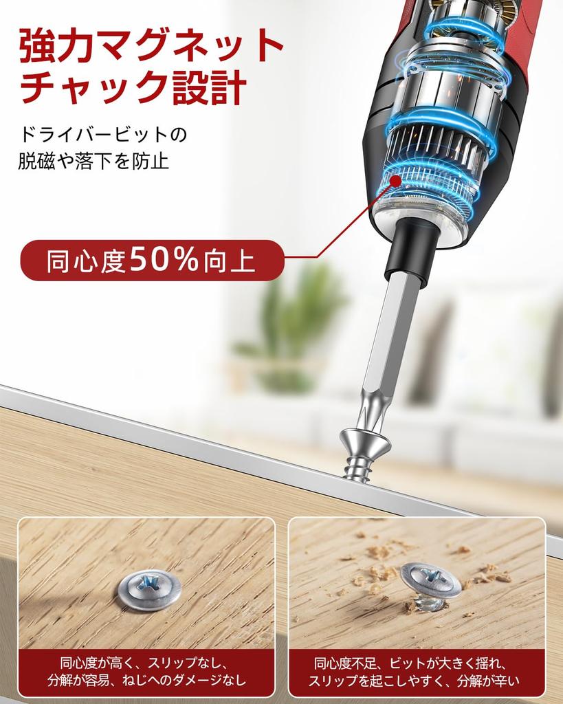 Electric Screwdriver New Enhanced Rechargeable Screwdriver with 4 LED Alloy 15 Power Ergonomic Easy Easy to Suitable for Home Everyday Appliance Power
