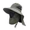 Summer Sun Hat with Face Guard Neck Flap Adjustable Chin Strap Breathable