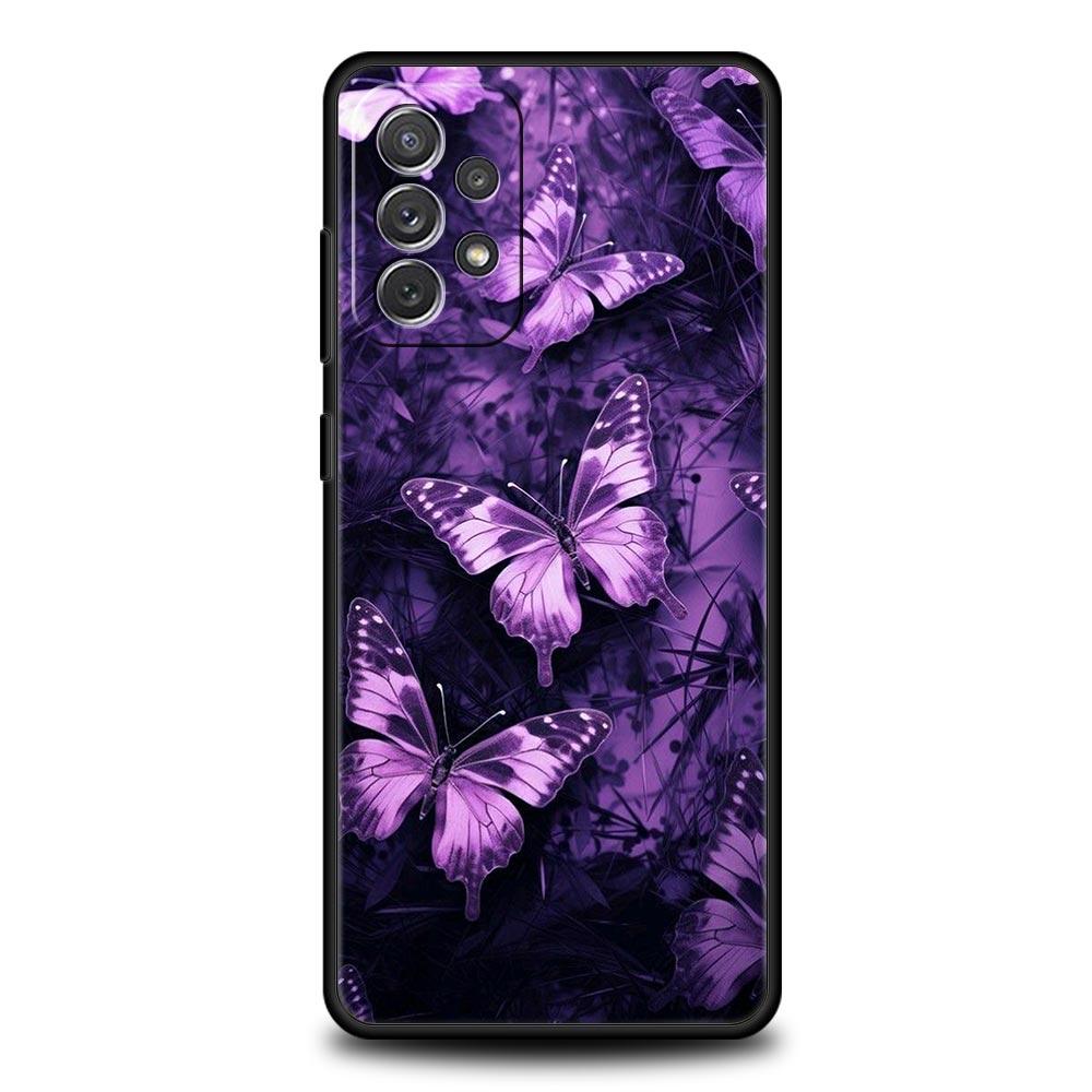 

Art Purple Butterfly Phone Case for Samsung Galaxy A55 A35 A17 A07 A15 A13 A25 A51 A71 A72 A73 A32 A52 A52S A41 Soft TPU Shell Samsung A07