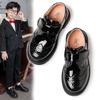 Boys' Black Leather Shoes Soft Sole, Korean-Style, for Spring/Autumn 2025 School Performance.
