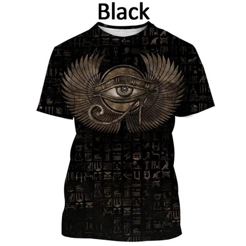 Ancient Egyptian Text 3d Printing T-shirt Pharaoh's Eye Egyptian Mural Creative Casual Short-sleeved Tshirt Tees Mens Clothes