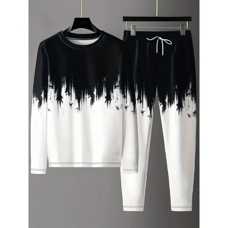 Vintage Trainingsanzug Frühling Übergroßes Set Druck Langarm T-Shirt+Hose Jogger Sportbekleidung Lässig Streetwear 2-teiliger Anzug