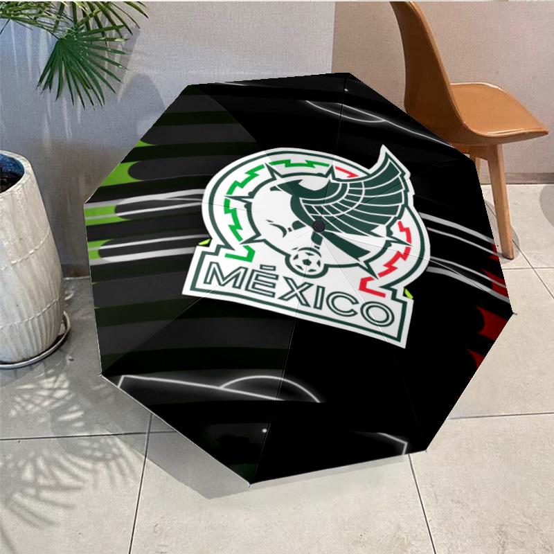 Mexico Football Emblem Umbrella - Automatic Open/Close, Compact 8-Rib Lightweight Umbrella Essential for outdoorPicnic Accessory Fan Gifts