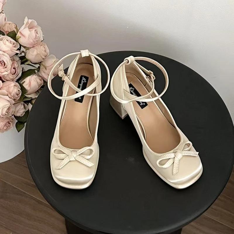 Block Heel High Heels Women's French Platform Ballet Shoes