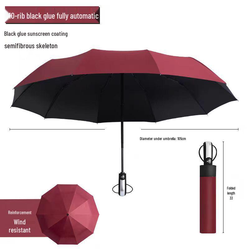 Custom Logo Automatic Three-Fold Umbrella: Sun & Rain Protection, Advertising and Gift Use