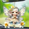 Playful Acrylic Fairy Car Decor Bright Green Cartoon Inspired Hanging Ornament