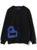 BEAMS HEART Men's Large Size Knit B-HEART Logo Knit, Black, Size L