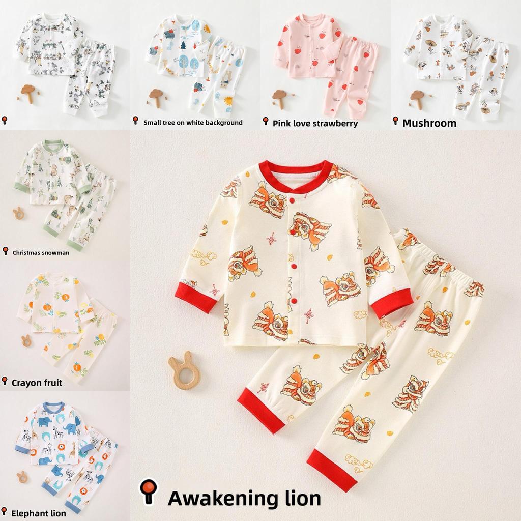 Childrens Cotton Pajama Set With Animal Prints For Newborns And Infants