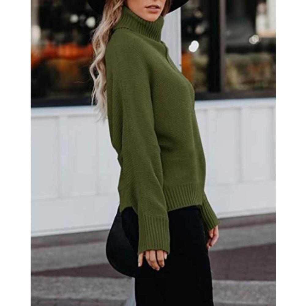 Damen Herbst- und Winter Langarm Rollkragen Locker Große Größe Pullover