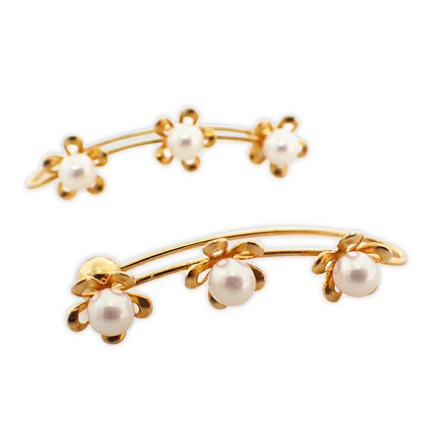 

[Б/У] K18 Akoya перлина (рожева біла перлина) сережки//g440-37