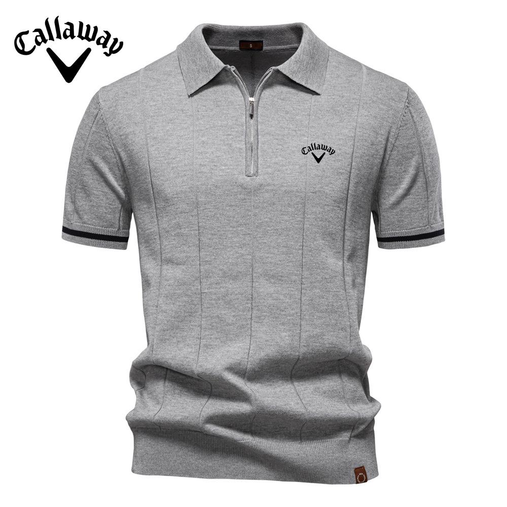 

Callaway 2025 Весна/Лето Вышитая Новая Мужская Деловая Повседневная Шерстяная Рубашка Поло, Трикотажная Рубашка Поло с Отложным Воротником, Короткий Рукав XL серебряный