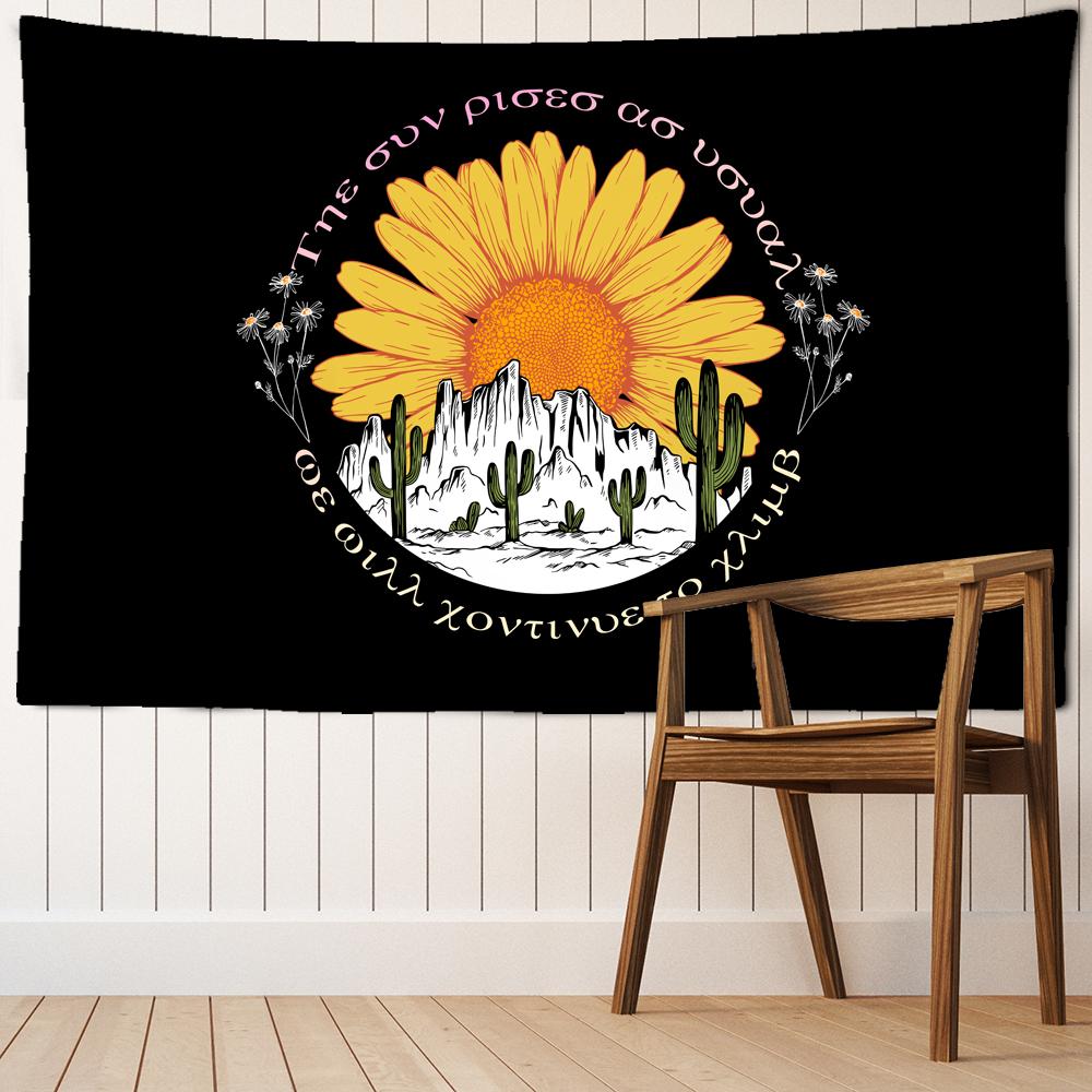 Sunflower Planet Tapestry Wall Hanging Natural Plants Bohemian Hippie Carpet Beach Towel Art Family Bedroom Room Decor