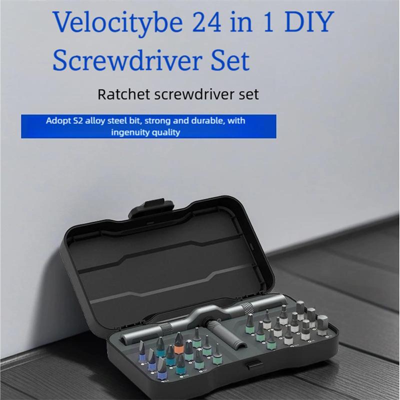 24 In 1 Magnetic Screwdriver Set Magnetic Compact and Portable Ratchet Screwdriver with Reversible High Torque Drive Handle