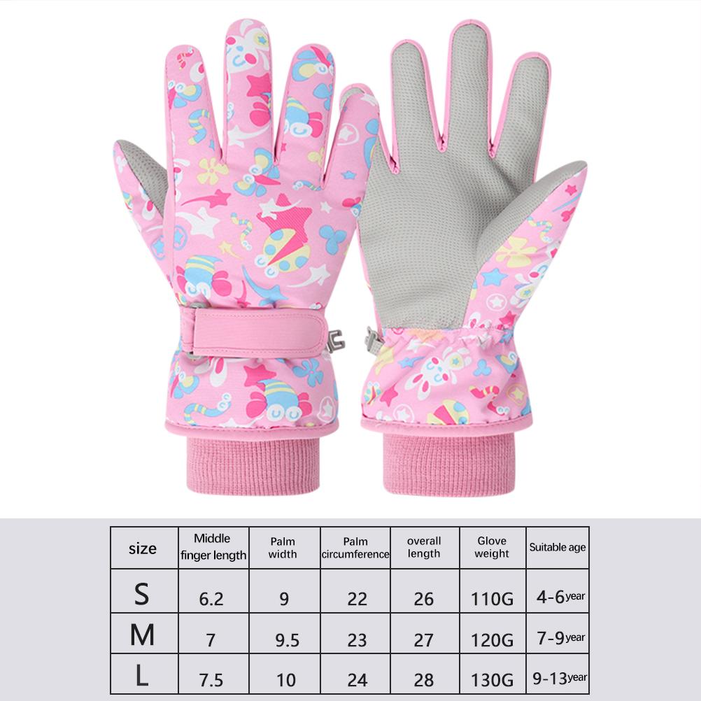 Kinder Skihandschuhe Cartoon Winter Wasserdicht Winddicht Schnee Fäustlinge Fleecegefüttert Warme Handschuhe für Mädchen Jungen Outdoor
