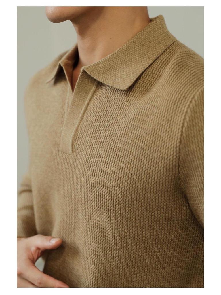 Men's Heavyweight Wool Seagull Collar Sweater - Thick Warm Business Pullover for Autumn/Winter.