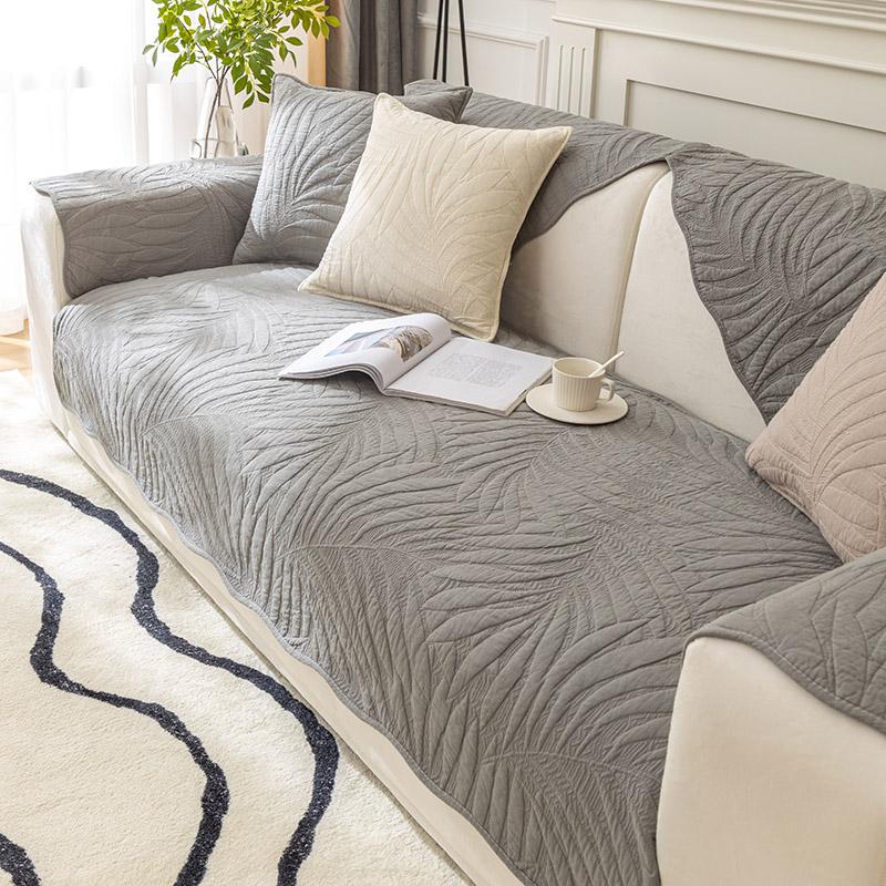 Pink Cotton Sofa Cushion Universal In All Seasons, Simple Modern Fabric Non-Slip Solid Wood Quilting Mat, Pure Cotton Cover In Summer