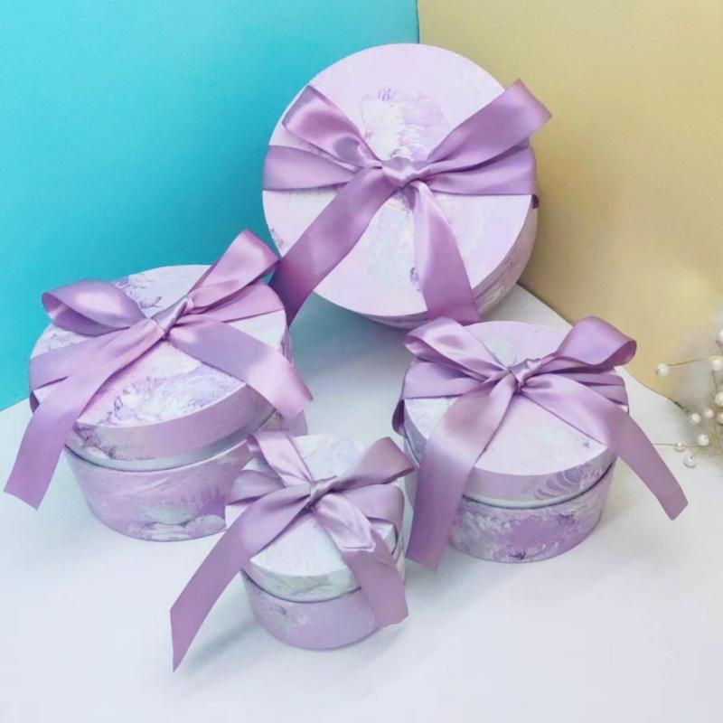 10 Pcs European Style Candy Box Hand Painted Round Bucket Box Paper Quality Gift Box Wedding Present Festive Party Supplies