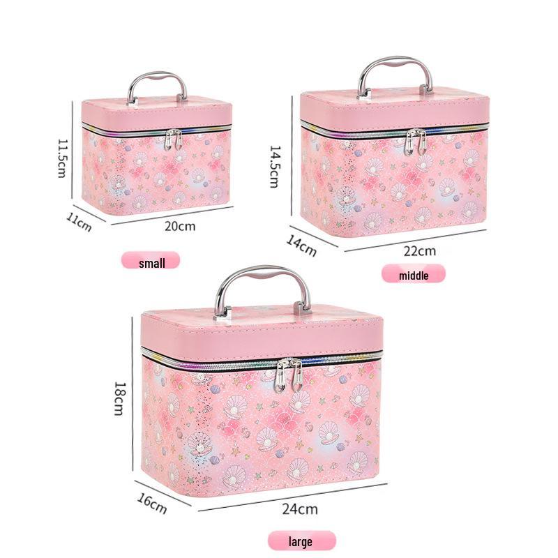 Large Capacity High-End Cosmetic Bag with Mirror - Multifunctional Three-Piece Home Storage Set