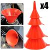 Red Slanted-Mouth Plastic Funnel Set: Portable 4-Piece Mini Fuel Filling & Separatory Funnels for Household Use