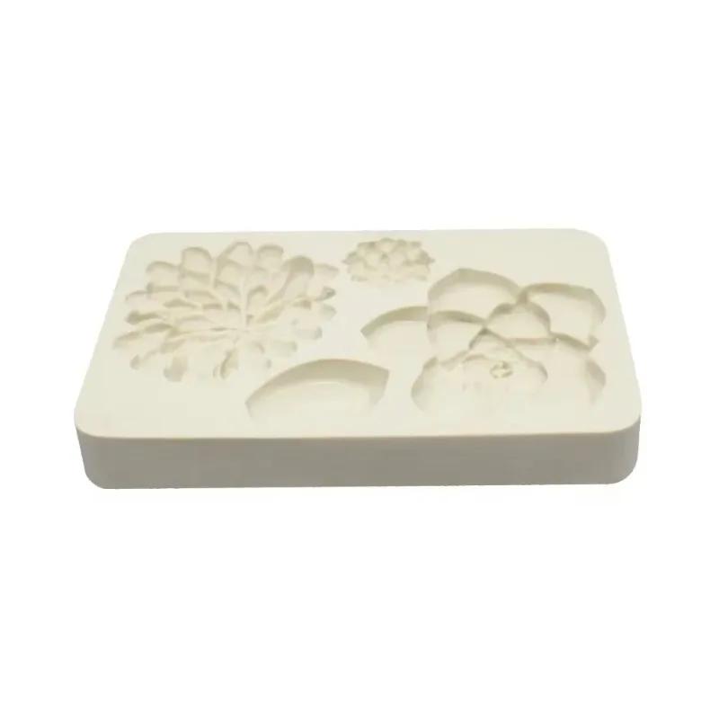 Diy Chocolate Cake Baking Mold Kitchen Baking Tools Cake Decoration Simulation Succulent Flower Plant Leaf Fondant Silicone Mold