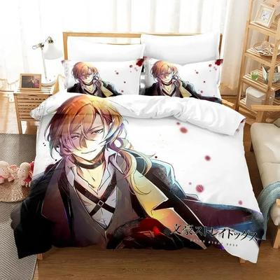 Mode Bungou Stray Dogs S4 Beddengoedset Cartoon Anime driedelige set Volwassen Kind Slaapkamer Dekbedovertreksets 3D-print Kawaii Anime