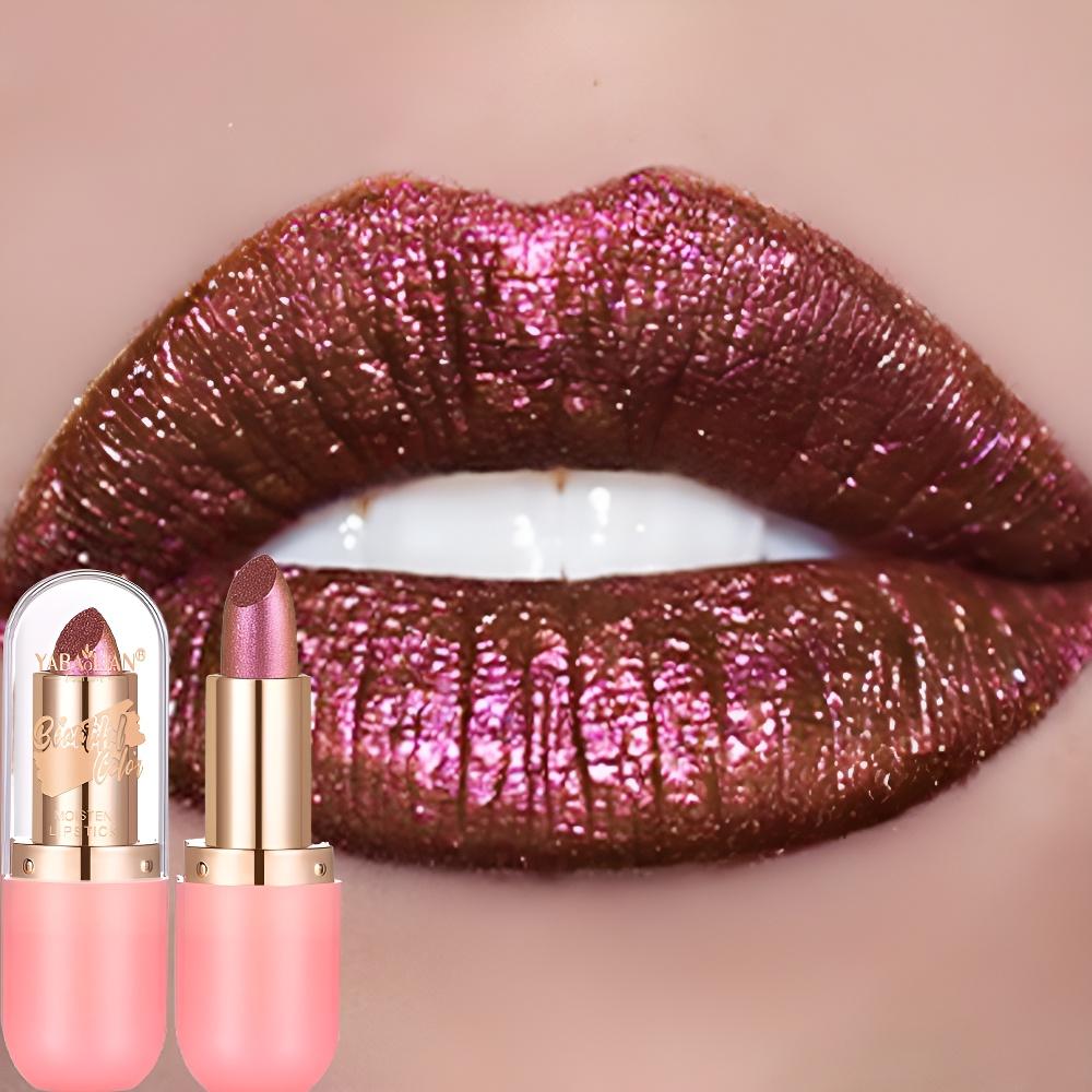 7- Aurora Chameleon Metallic Lip Stick High Shine Long-Lasting Diamond Blue Purple Lip Gloss for Halloween & Stage Makeup