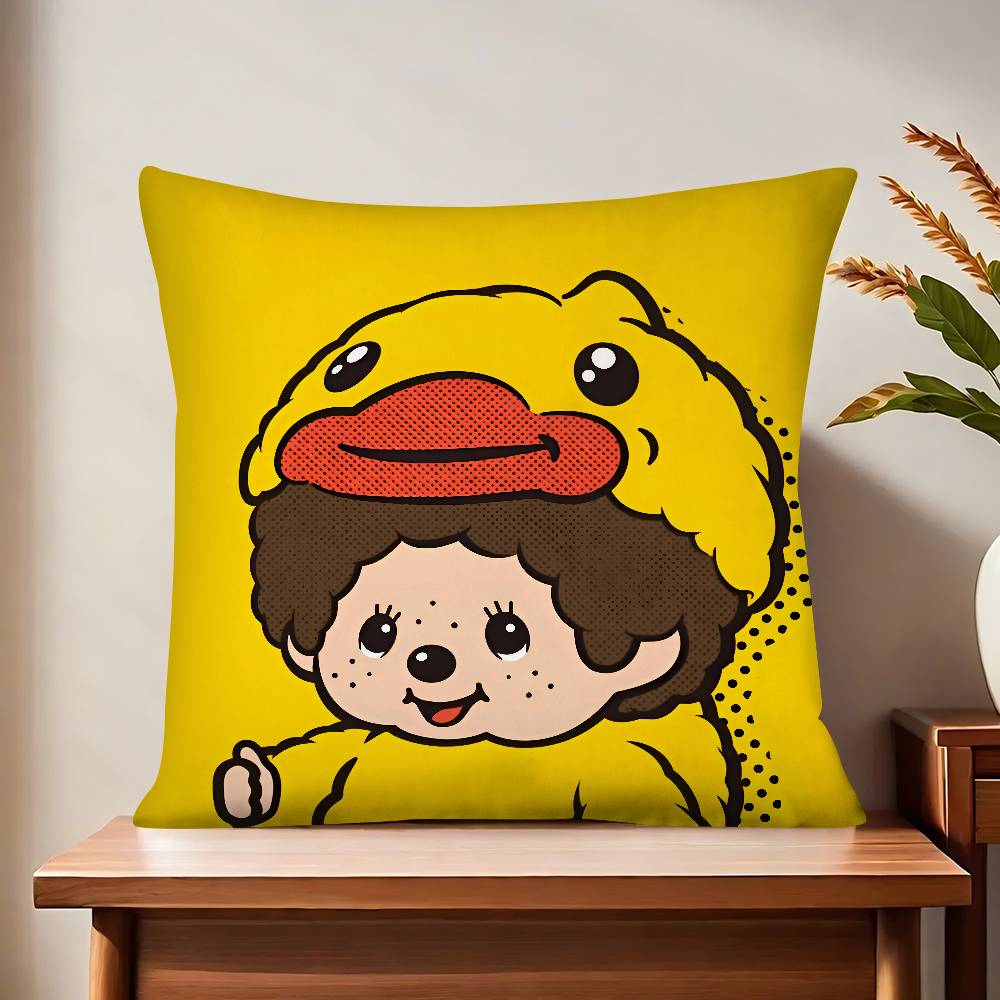 Cartoon Animation M-Monchhichi Pillow Case Fashion Square Pillowcase Bedroom Sofa Room Ins Decoration Leisure Cushion Cover
