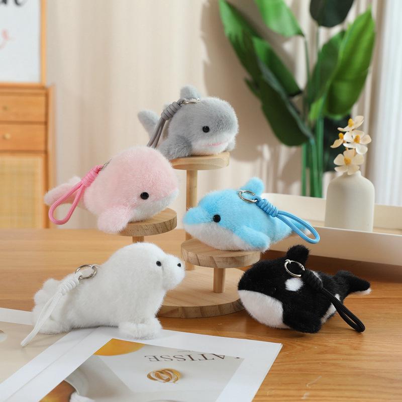 Dolphin & Whale Plush Toy Shark Plushie Keychain Bag Pendant for Girls