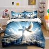 Heavenly Dove with Cross Bedding Duvet Cover Set Duvet Cover Pillowcases (1*Duvet Cover 2*Pillowcases, Without Duvet Insert)