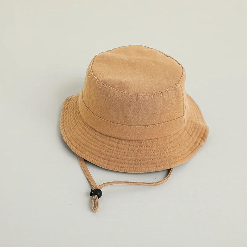 Solid Color Kids Bucket Hat Fashion Children Fisherman Cap 2-8Year Boys Girls Outdoor Sunshade Visors Cotton Baby Basin Caps
