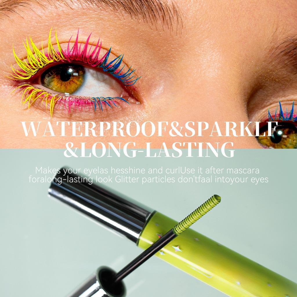 Colorful Mascara with Pearlescent Fine Shimmering, Waterproof and Non-smudge Christmas Spiral Mascara Brush
