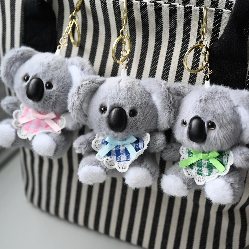 Nuova Peluche Koala Carino con Fiocco, Portachiavi Giocattolo, Animale Super Morbido e Soffice, Decorazione Zaino Koala, Regalo per Bambini