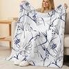 Hemmed Fleece Blanket, Soft & Warm Minimal Floral Throw – Cozy Sofa & Home Use for Christmas, Halloween & Daily Comfort