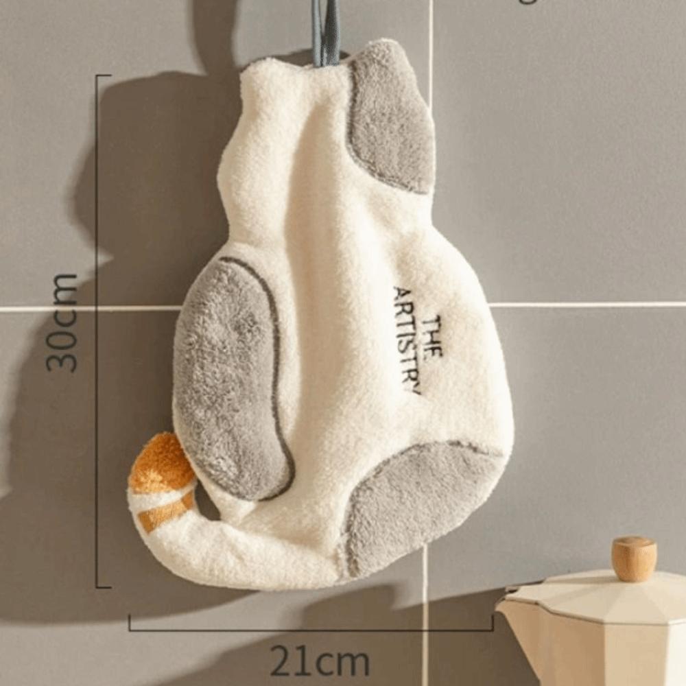 Cute Super Absorbent Cat Hand Towel Cartoon Soft Kitchen Tools Reusable Hanging Towel Kitchen
