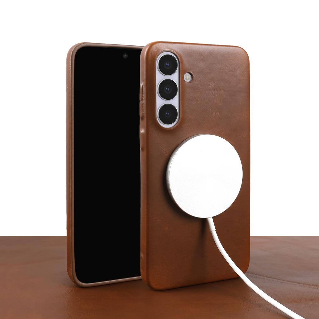 For  Magnetic Genuine Leather Case For Samsung Galaxy S2 FE S24 Plus S23 Ultra S22 S21 S20 Note20 Ultra Phone Back Cover