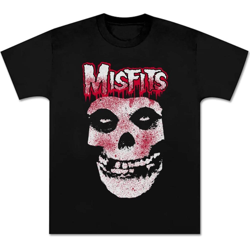 Misfits Shirt Red Skull Logo Splatter Printing Youth Fit Womens Shirtsweat Vintage Club Fans TShirts for Adult Man Black