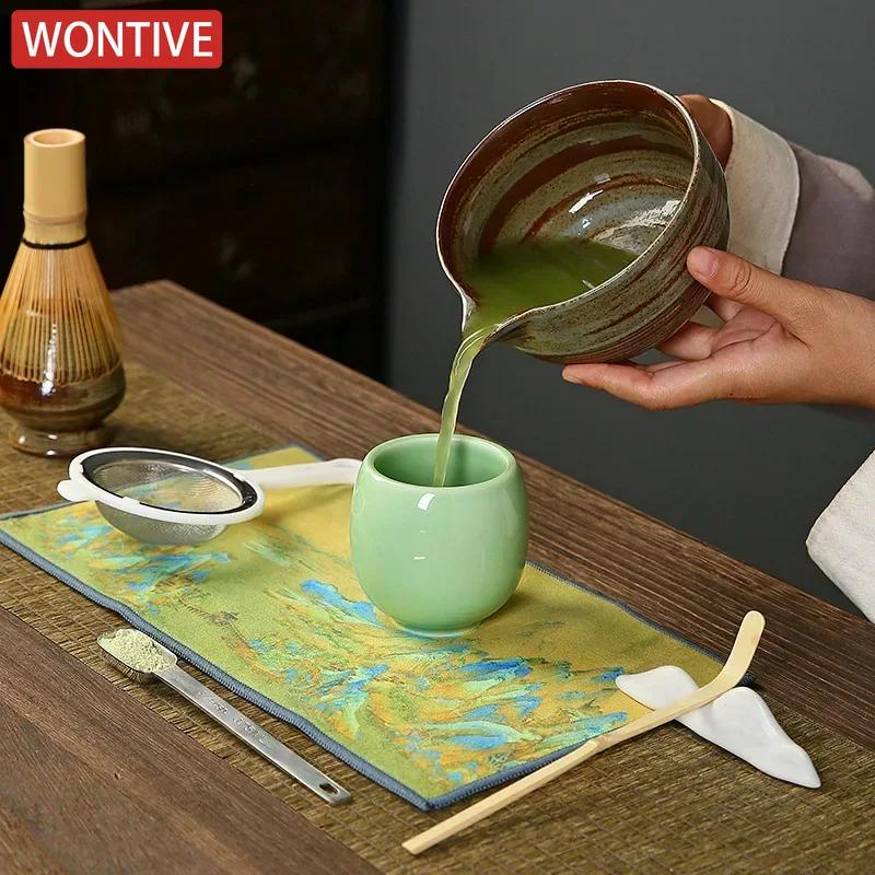 Gruby ceramiczny Stojak na pędzel do herbaty Zestaw miseczek do matchy Song Japońskie Narzędzia do matchy Instrumenty do degustacji herbaty Akcesoria do ceremonii herbaty