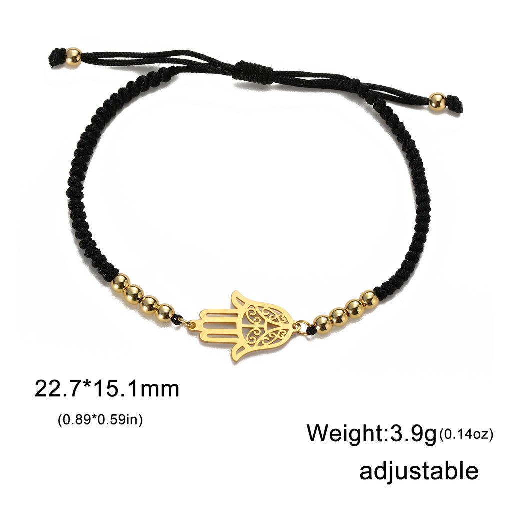 LIKGREAT Klassisches Fatima-Hand Armbänder Verstellbar Glücksbringer Hamsa Spiritueller Schmuck Edelstahl Herren Damen Wicca Geschenk