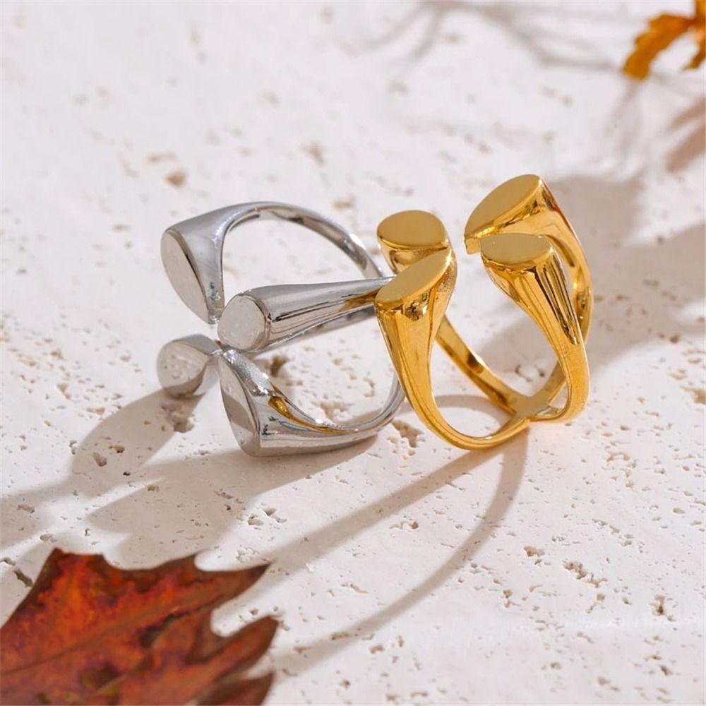 Adjustable Open Ring Geometric Chic Jewelry Water Resistant Finger Ring  for Women's Daily Outfit