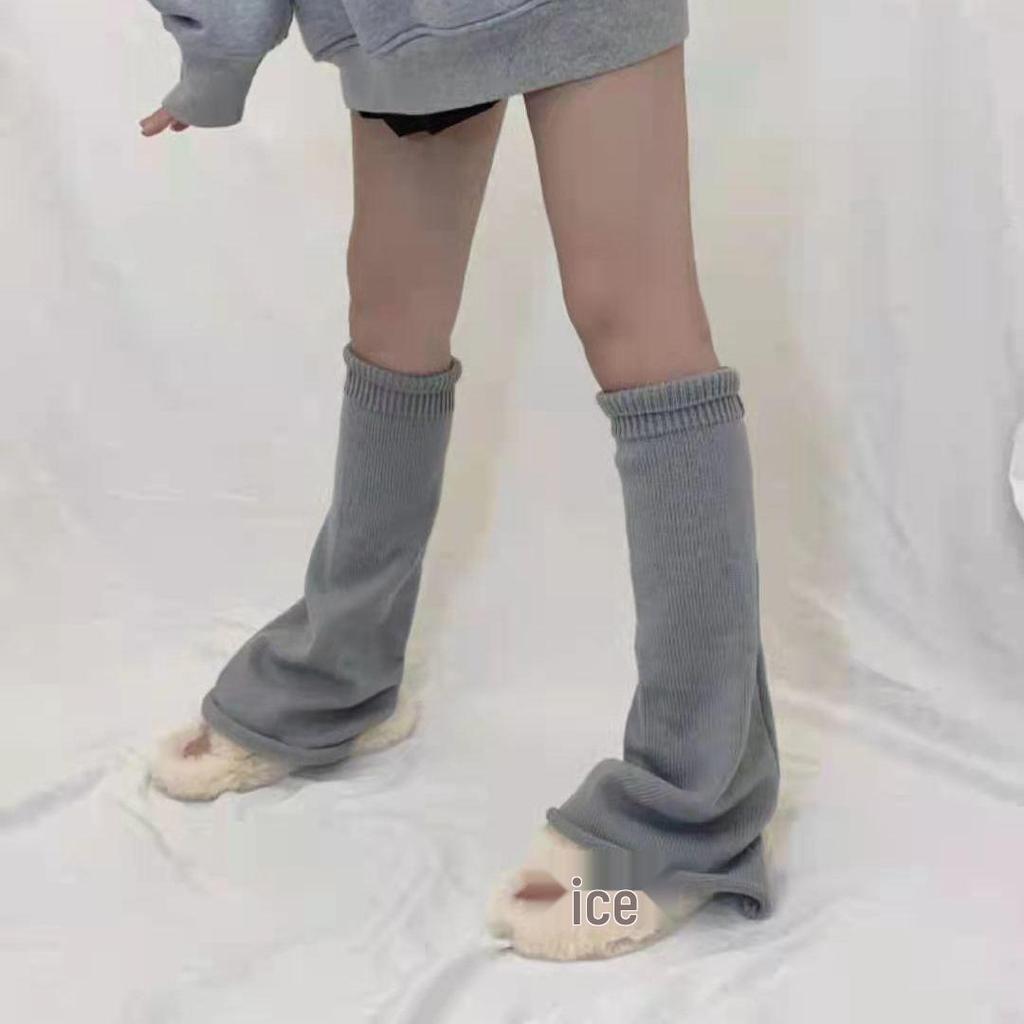 Millennium Subculture Solid Knit Leg Warmers: Japanese Korean Style Mid-Length Women's Socks