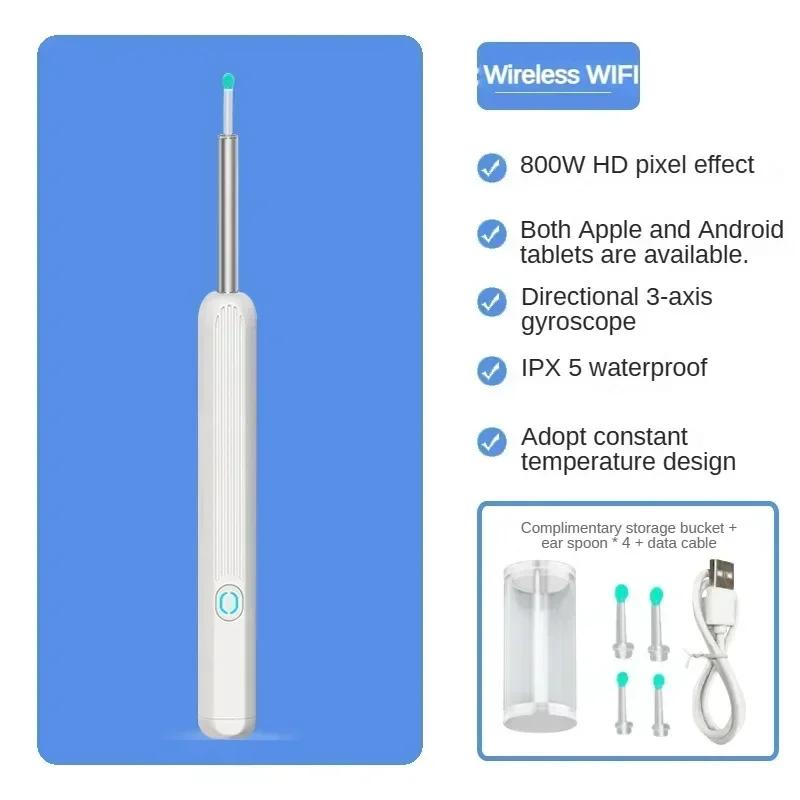 Durable And Safe Wireless Wi-Fi Visual Ear Cleaner Otoscope Ear Wax With Ear 1296P Hd Cleaning Kit Removal Sticks Endoscope Camera Tool Kit