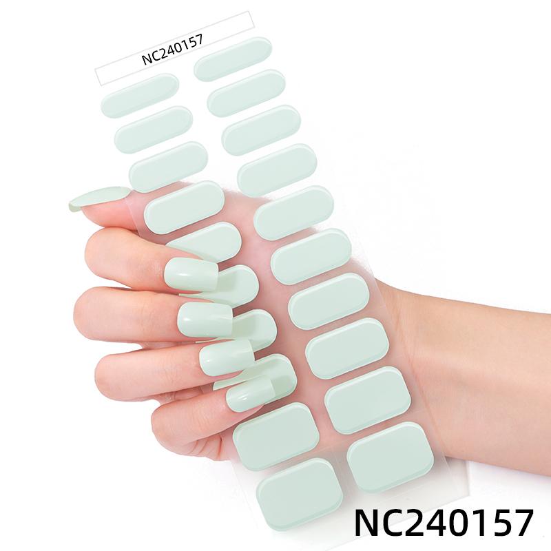 Hot Sell Custom Logo HEMA-Free Gel Polish Nail Stickers New Solid Color Styles Semi Cured Gel Nail Wraps 20 Gel Nail Strips