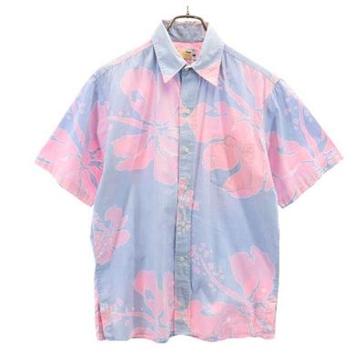Reyn Spooner 70s Gold Tag Reverse Print Hibiscus Pattern Short Sleeve Aloha Shirt Men's Used
