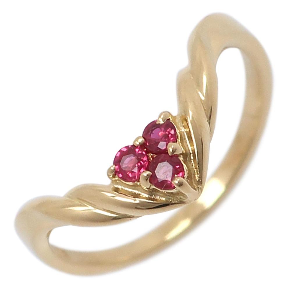 

TASAKI 3P Ruby Ring K18 yellow gold/Ruby #5.6(US Size) 2.1g Women Used