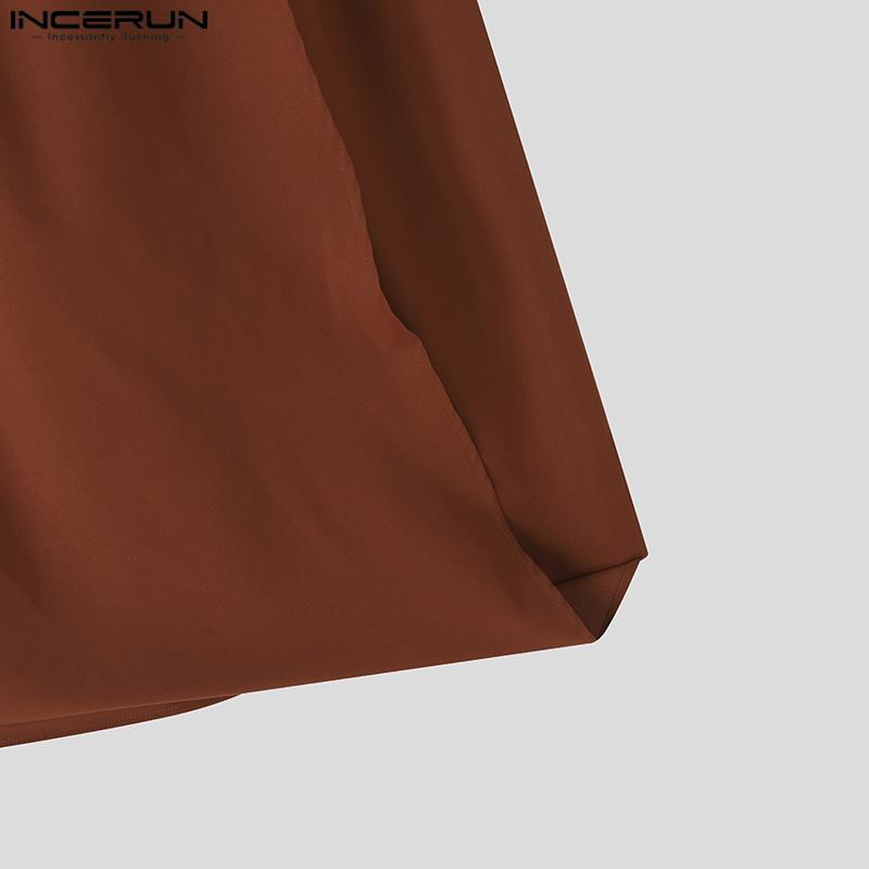 INCERUN Men Elastic Waist Irregular Wrap Casual Loose Long Pants Trousers