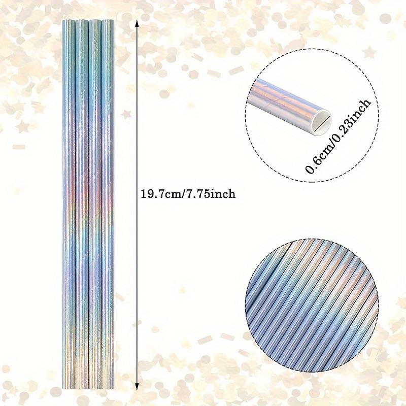 300/500pcs Gradient Color Straws, 0.23*7.75 Inches, Laser-coated Paper Disposable Straws, Paper Straws, Non-toxic and Odorless