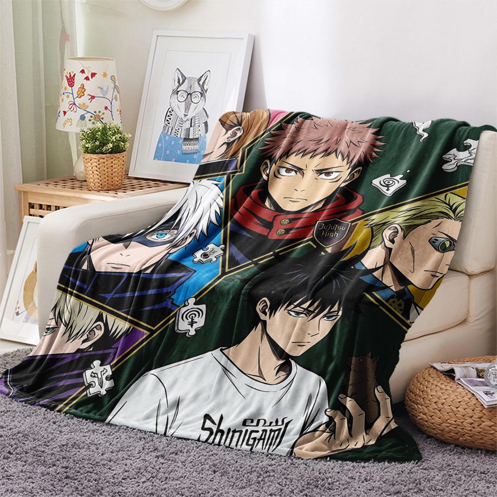 1PC Jujutsu Kaisen Patterned Flannel Blanket Suitable For All Seasons For Home Decor Warmth And Comfort Gifts Holiday Present