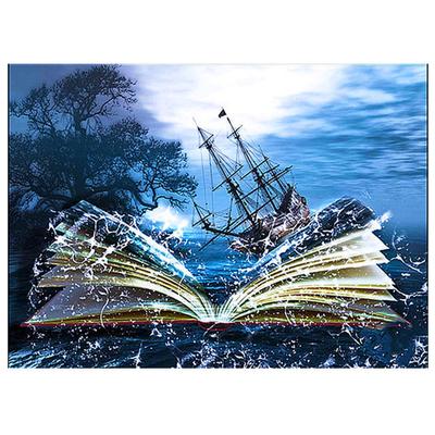 Esercitazione completa Diamante Ricamo Fantasia libro di mare barca a vela Pittura diamante fai da te Punto croce
