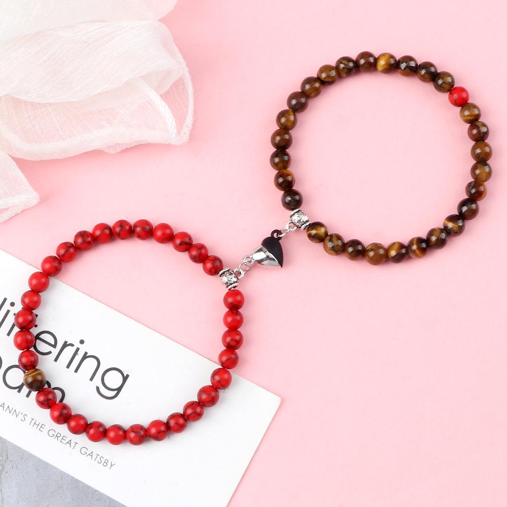 Heart-Shaped Magnetic Couple Bracelet - Best Friend or Sister Gift for Boyfriend - Japanese Korean Student Wristband In Stock